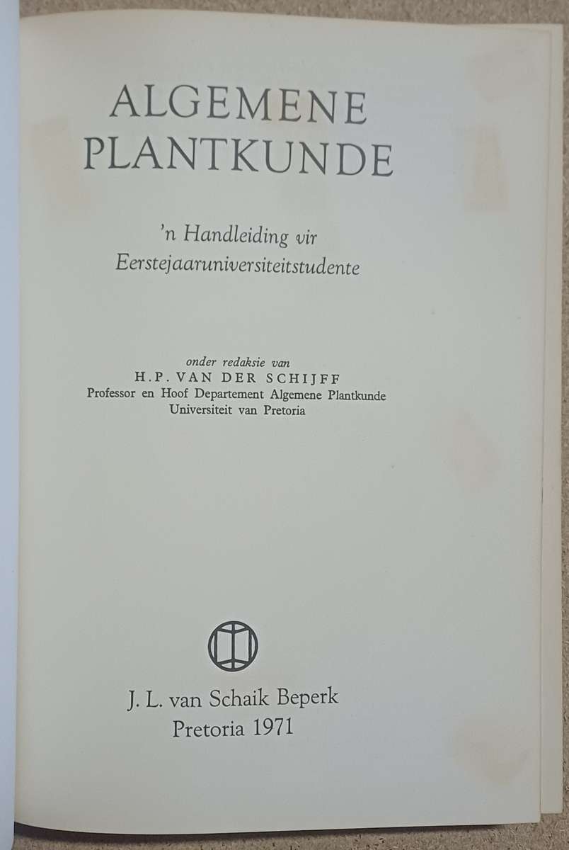 ALGEMENE PLANTKUNDE H. P. van der Schijff