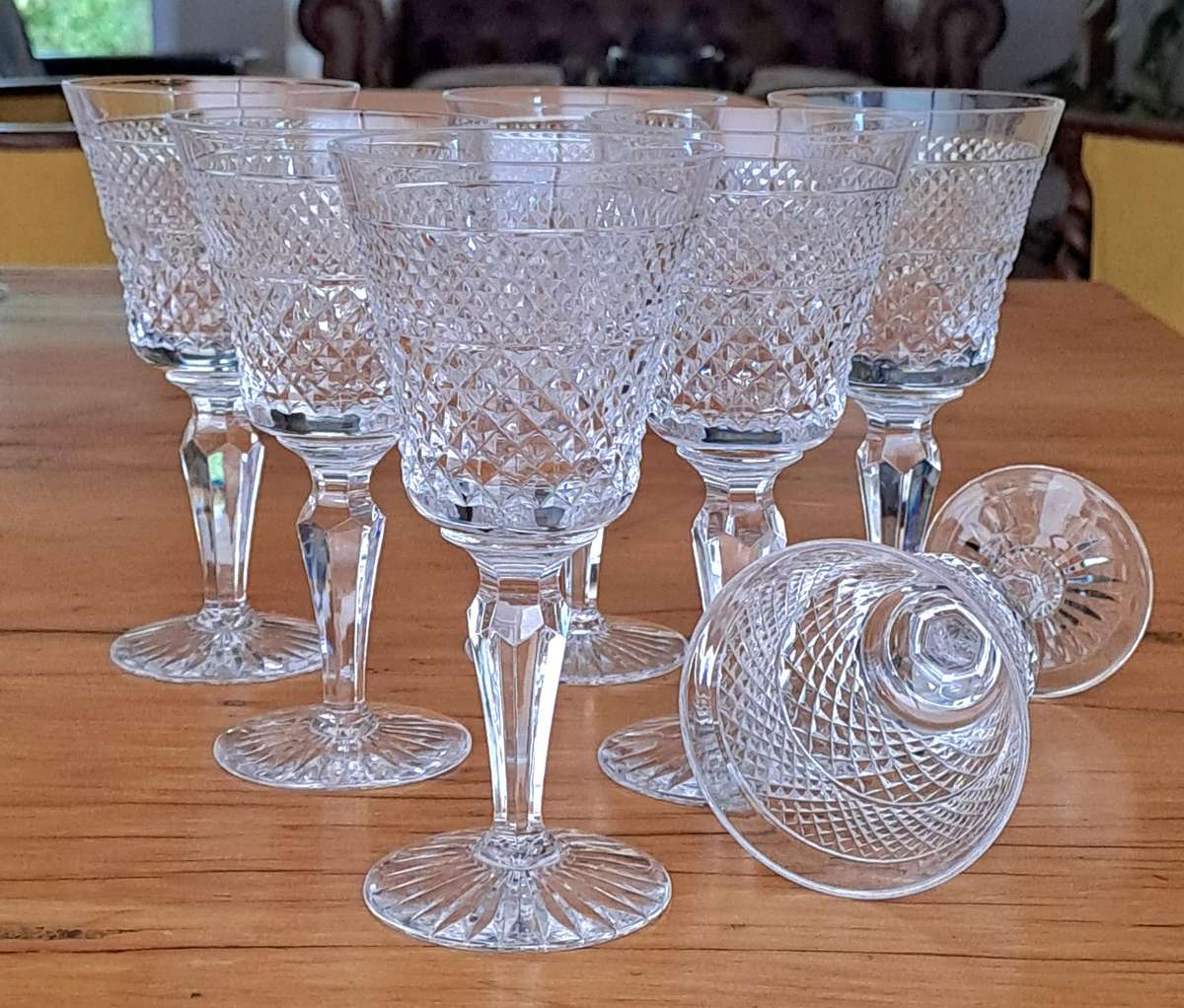 Seven Crystal Red Wine Glasses 'Carlyle' - Royal Doulton by Webb Corbett