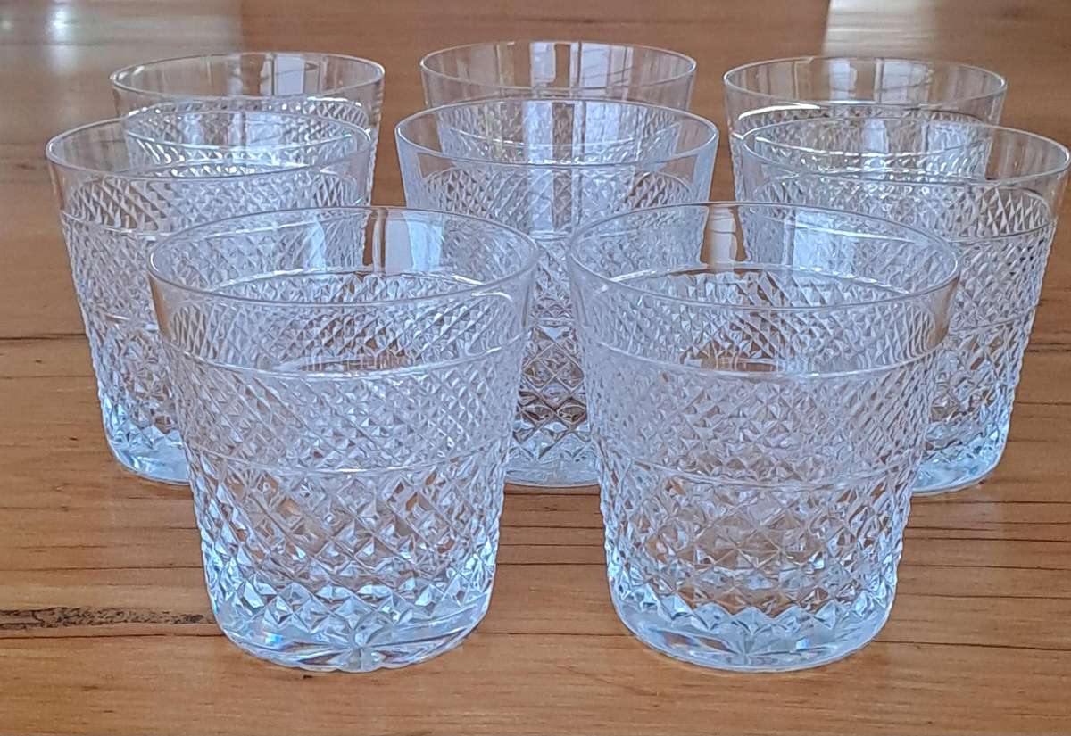 Eight Crystal Whiskey Tumblers, 'Carlyle' - Royal Doulton by Webb Corbett RESERVED for TooC