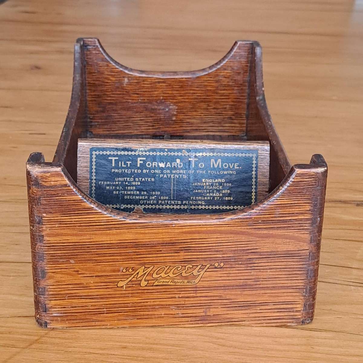 Antique Oak Index Card File Box