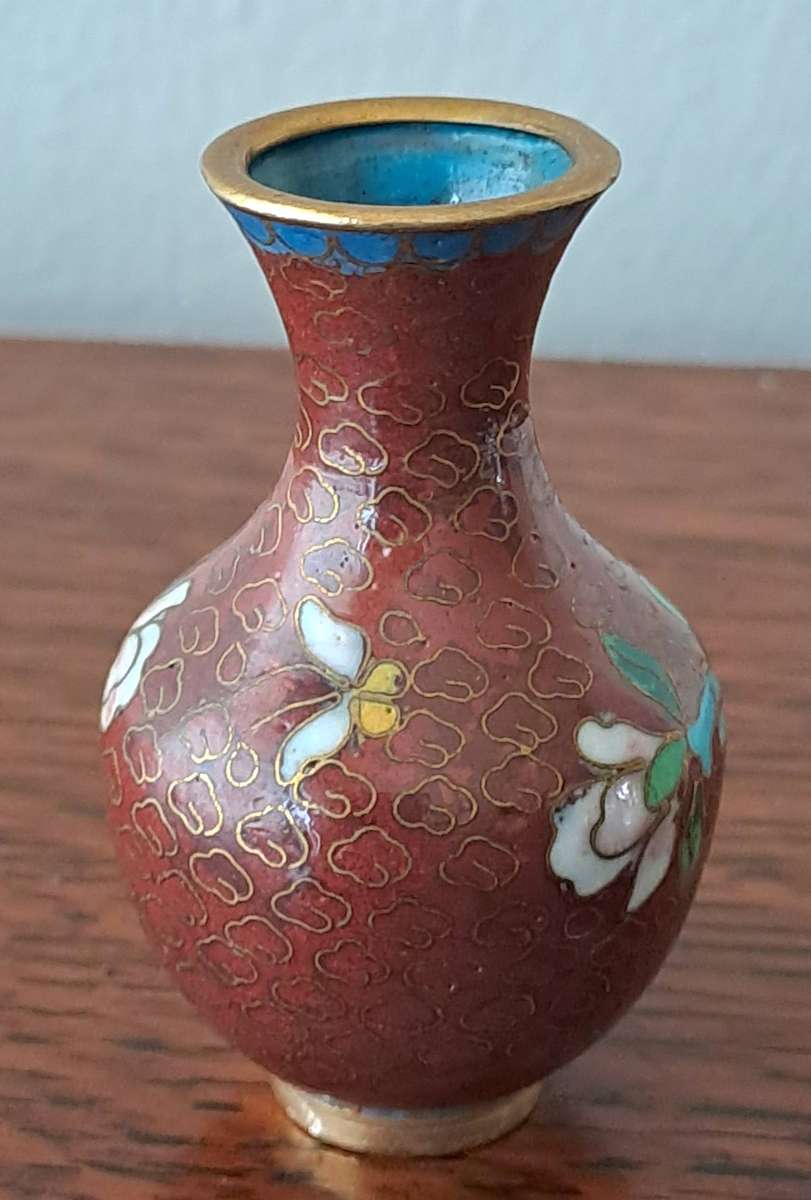 Miniature Cloisonne Vase on Stand