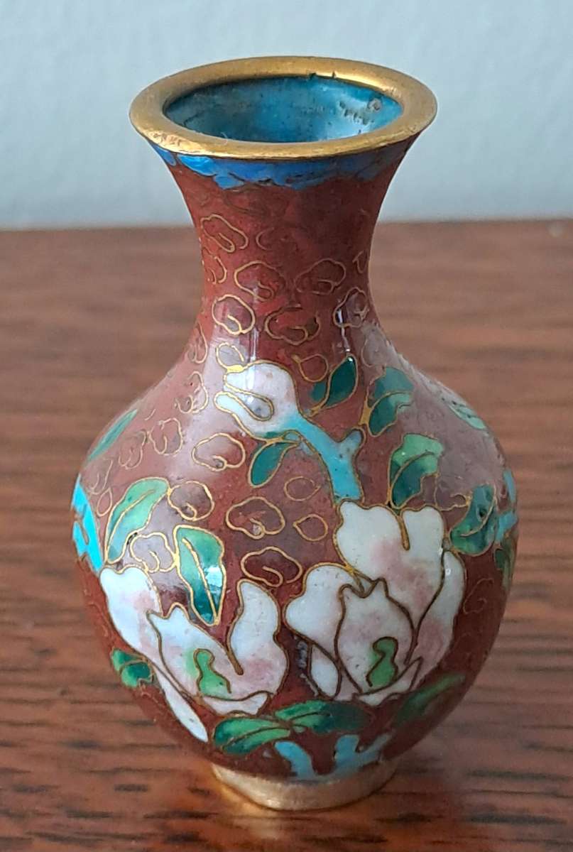 Miniature Cloisonne Vase on Stand