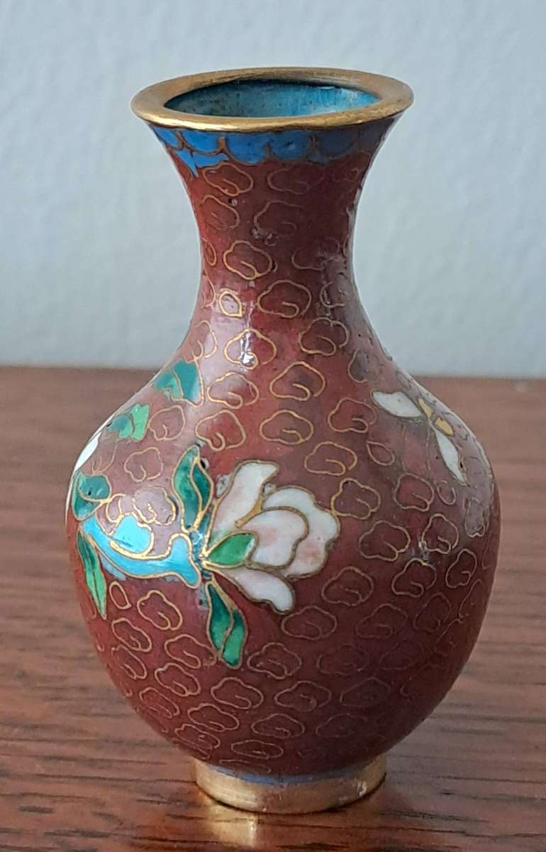 Miniature Cloisonne Vase on Stand