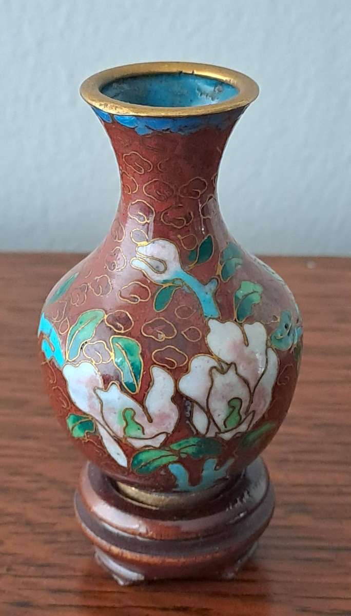 Miniature Cloisonne Vase on Stand