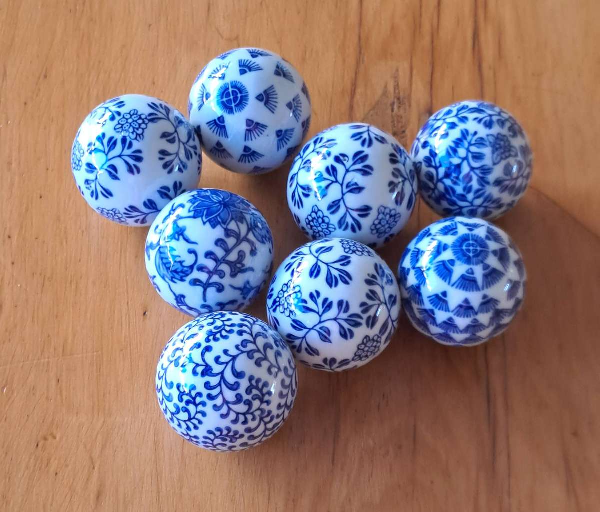 Blue and White Ceramic Decor Balls - Only six left