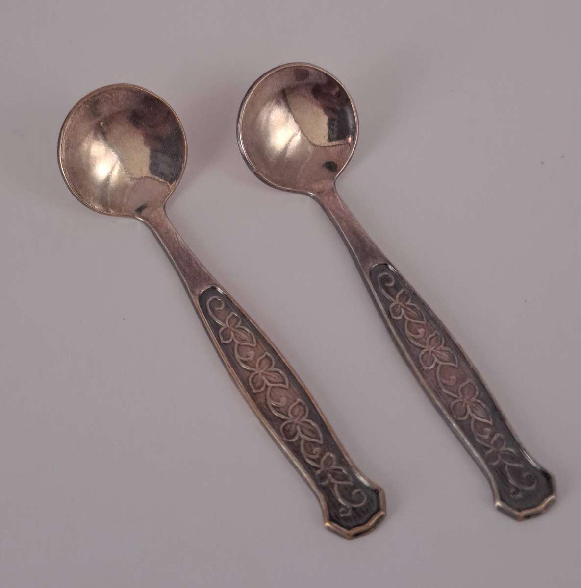 Pair of Meka Danish Salt Pots with Spoons