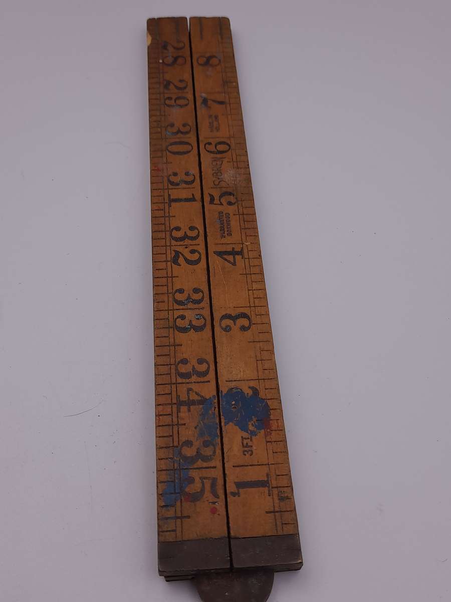 Antique Subren warranted Boxwood and brass carpenten folding ruler measuring tape Made in Holland