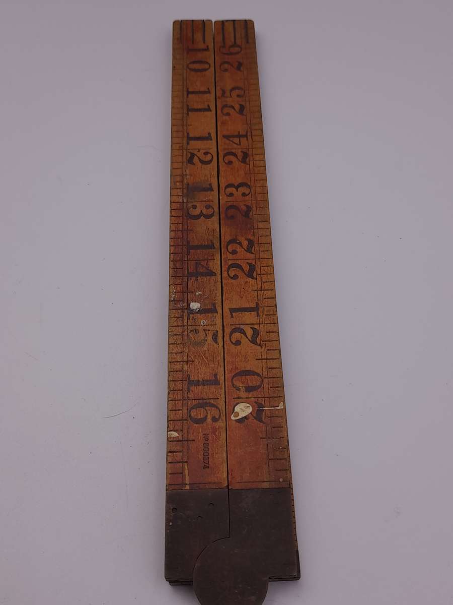 Antique Subren warranted Boxwood and brass carpenten folding ruler measuring tape Made in Holland