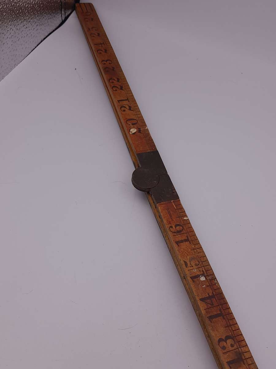 Antique Subren warranted Boxwood and brass carpenten folding ruler measuring tape Made in Holland