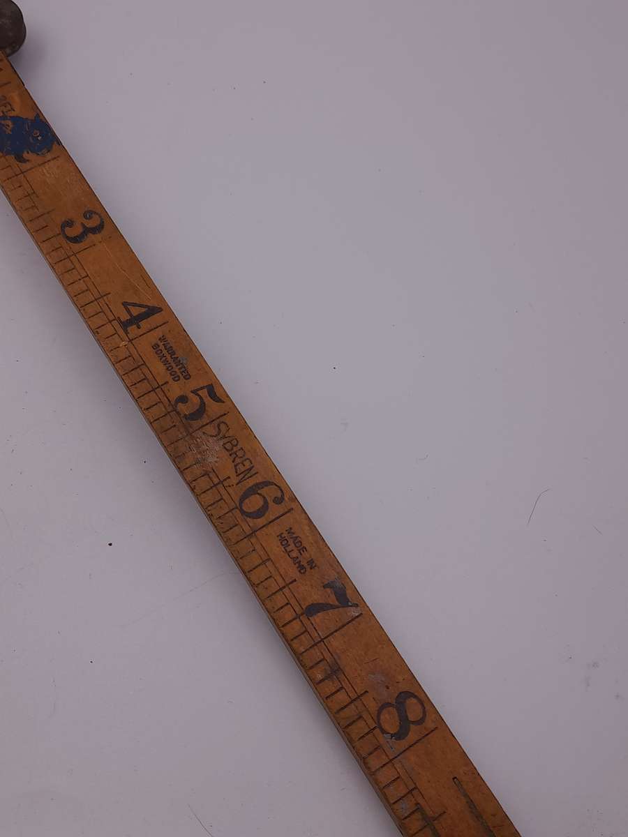 Antique Subren warranted Boxwood and brass carpenten folding ruler measuring tape Made in Holland