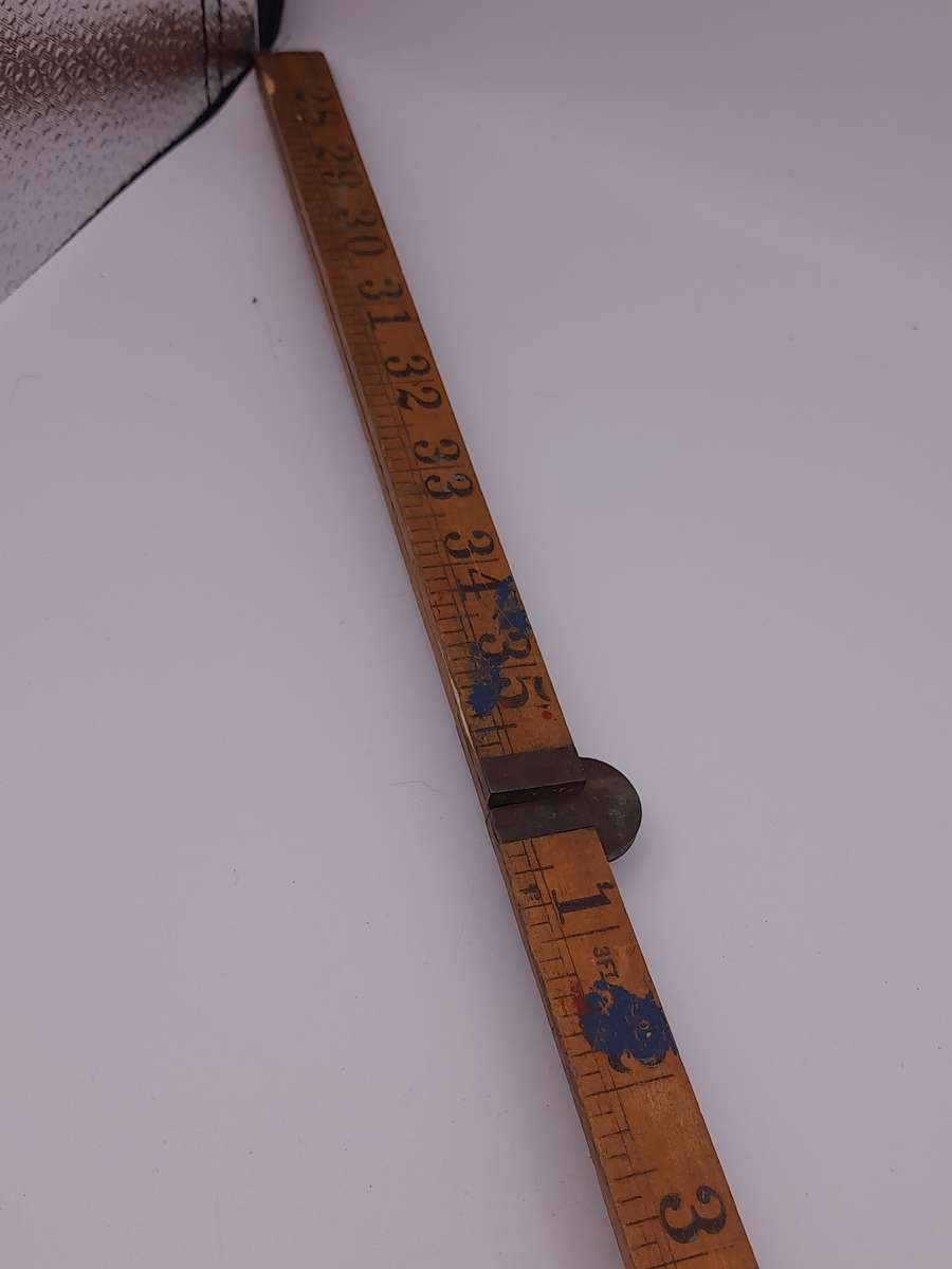 Antique Subren warranted Boxwood and brass carpenten folding ruler measuring tape Made in Holland