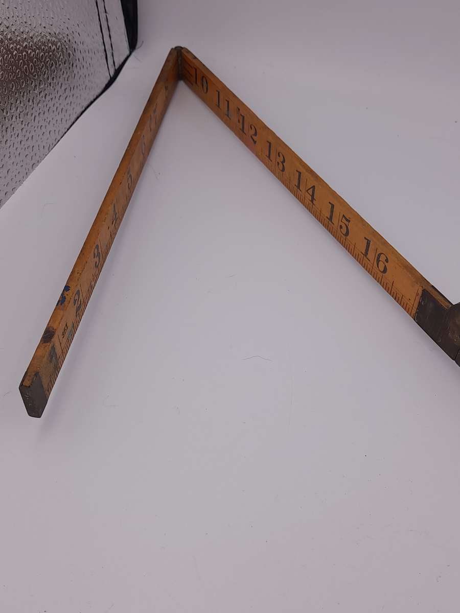 Antique Subren warranted Boxwood and brass carpenten folding ruler measuring tape Made in Holland