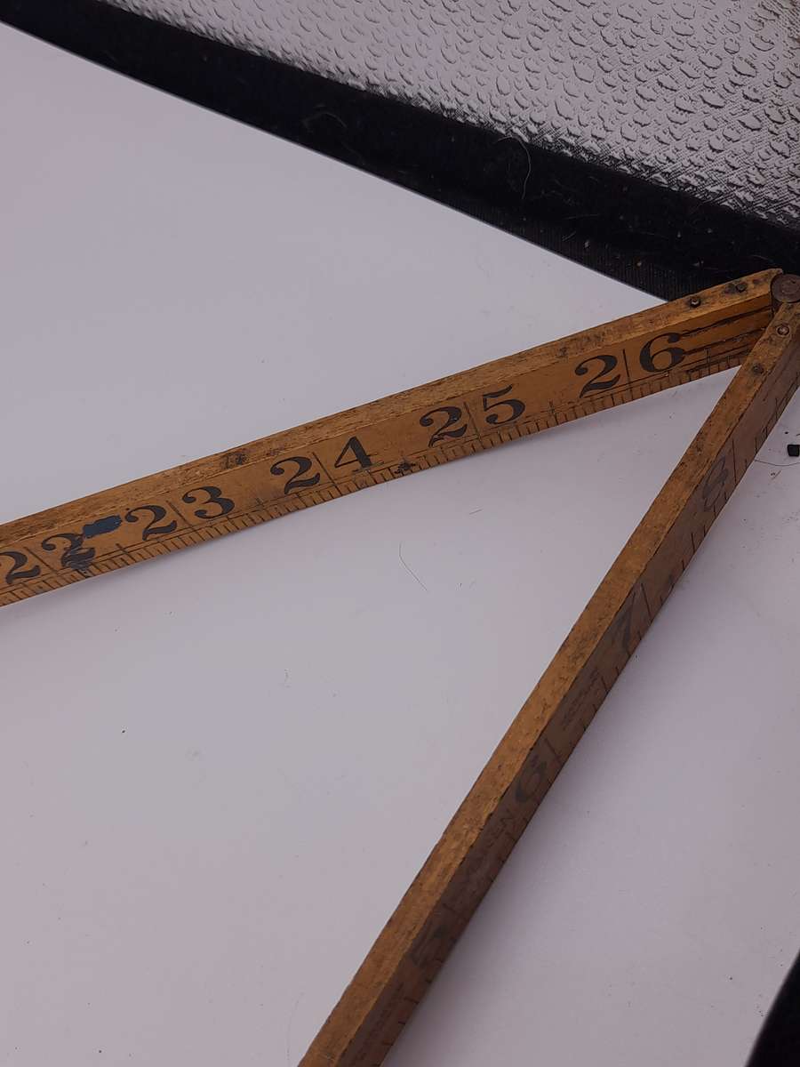 Antique Subren warranted Boxwood and brass carpenten folding ruler measuring tape Made in Holland