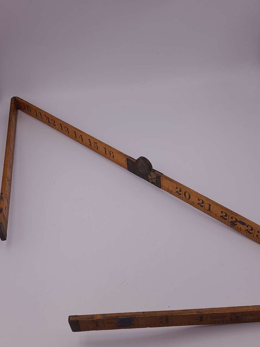 Antique Subren warranted Boxwood and brass carpenten folding ruler measuring tape Made in Holland