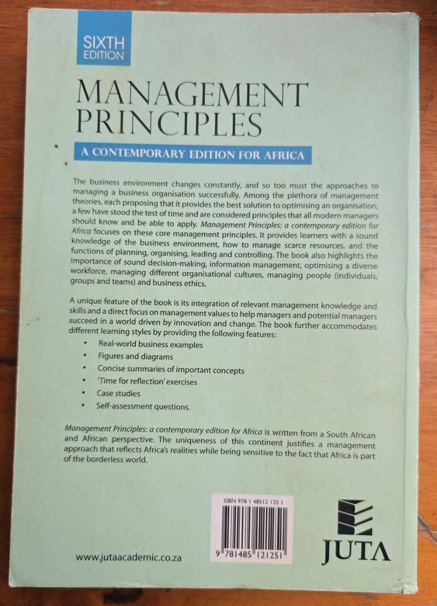 Management Principles a contemporary edition for Africa 6th edition
