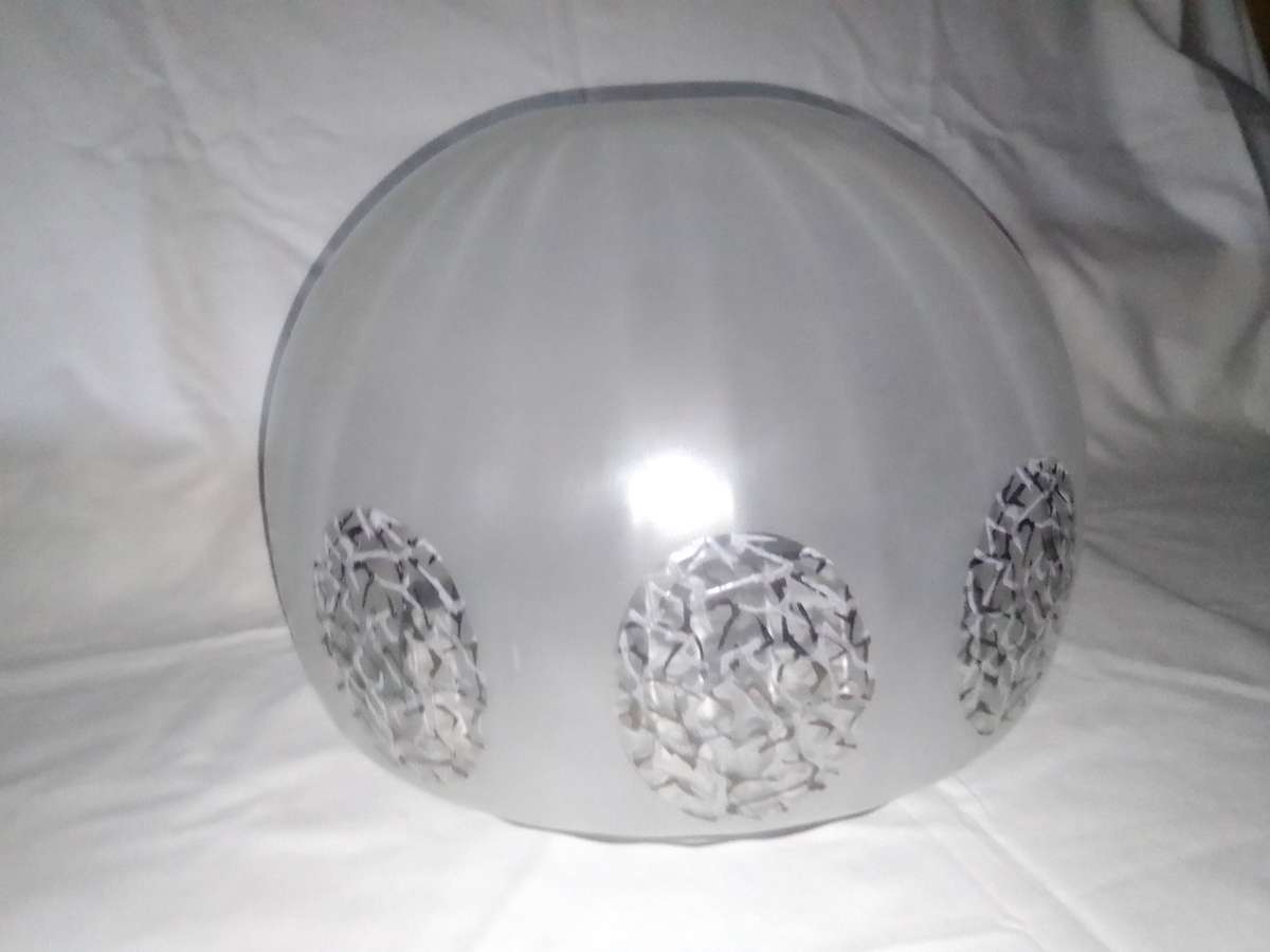 A Large Vintage Art Deco Lamp Shade Frosted & White/Black/Clear Glass pendant lamp shade.