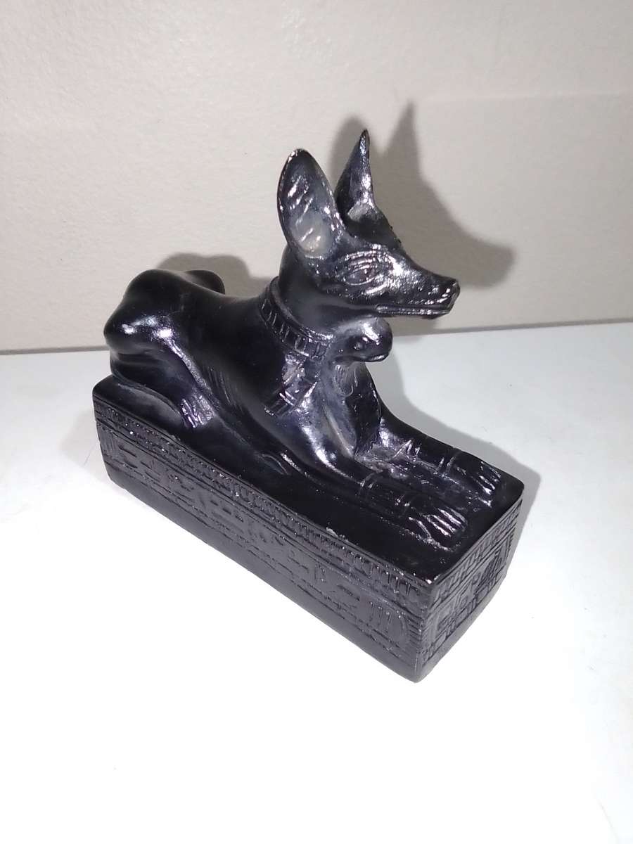 Souvenir Egyptian Deity Anubis Jackal Figurine is made of Basalt Stone, hand Crafted and polished.