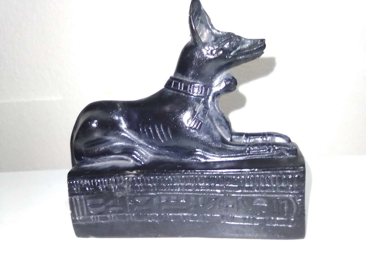 Souvenir Egyptian Deity Anubis Jackal Figurine is made of Basalt Stone, hand Crafted and polished.