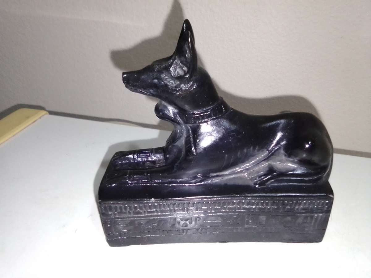 Souvenir Egyptian Deity Anubis Jackal Figurine is made of Basalt Stone, hand Crafted and polished.