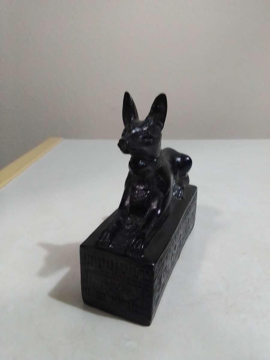 Souvenir Egyptian Deity Anubis Jackal Figurine is made of Basalt Stone, hand Crafted and polished.