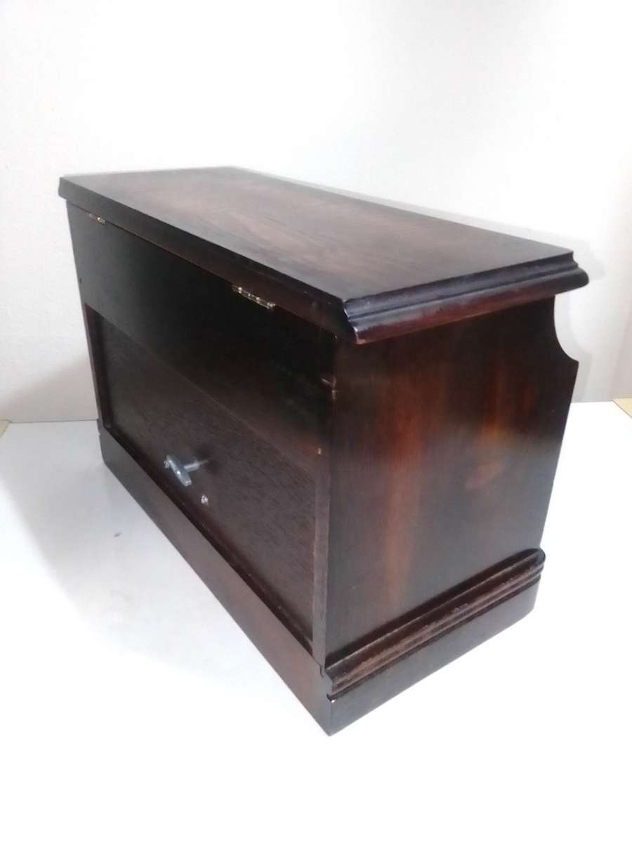 VINTAGE +- 1970's wooden Musical Jewelry box. Jewellery box with mirror and drawers. Tall boy Motif.