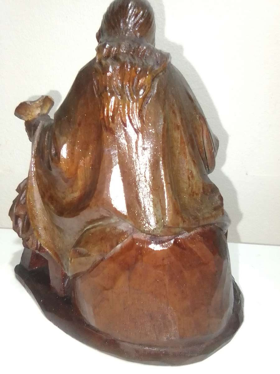 Vintage Mother Mary and Jesus Religious Figurine Devotional Catholic hand carved wooden figurine.