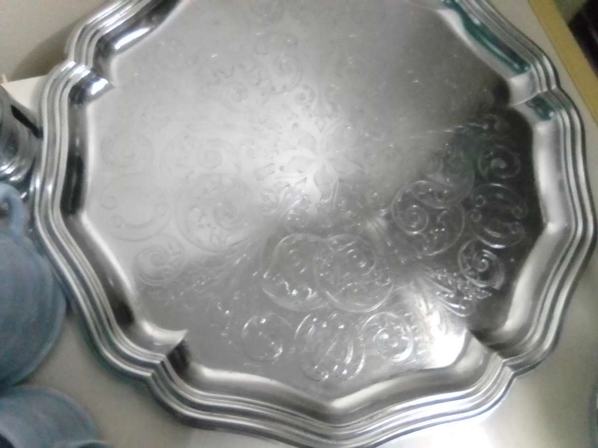 Chrome covered 1940s Light Blue Tea Set By Everhot Tea/Coffie Pot Sugar bowl and milk jug / creamer