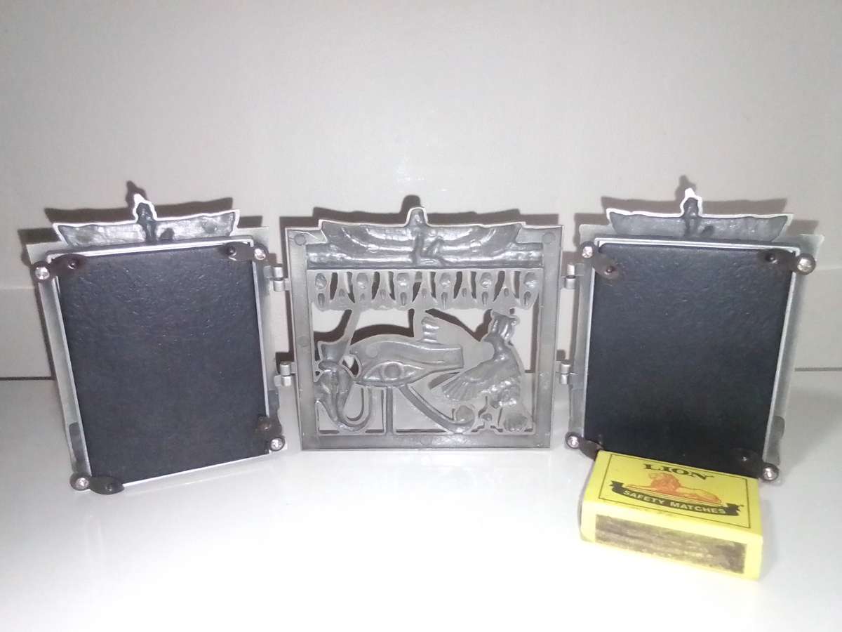 Egyptian pewter Tri-Fold photo frames. Picture frame from Egypt | Egyptian gifts. Like New.