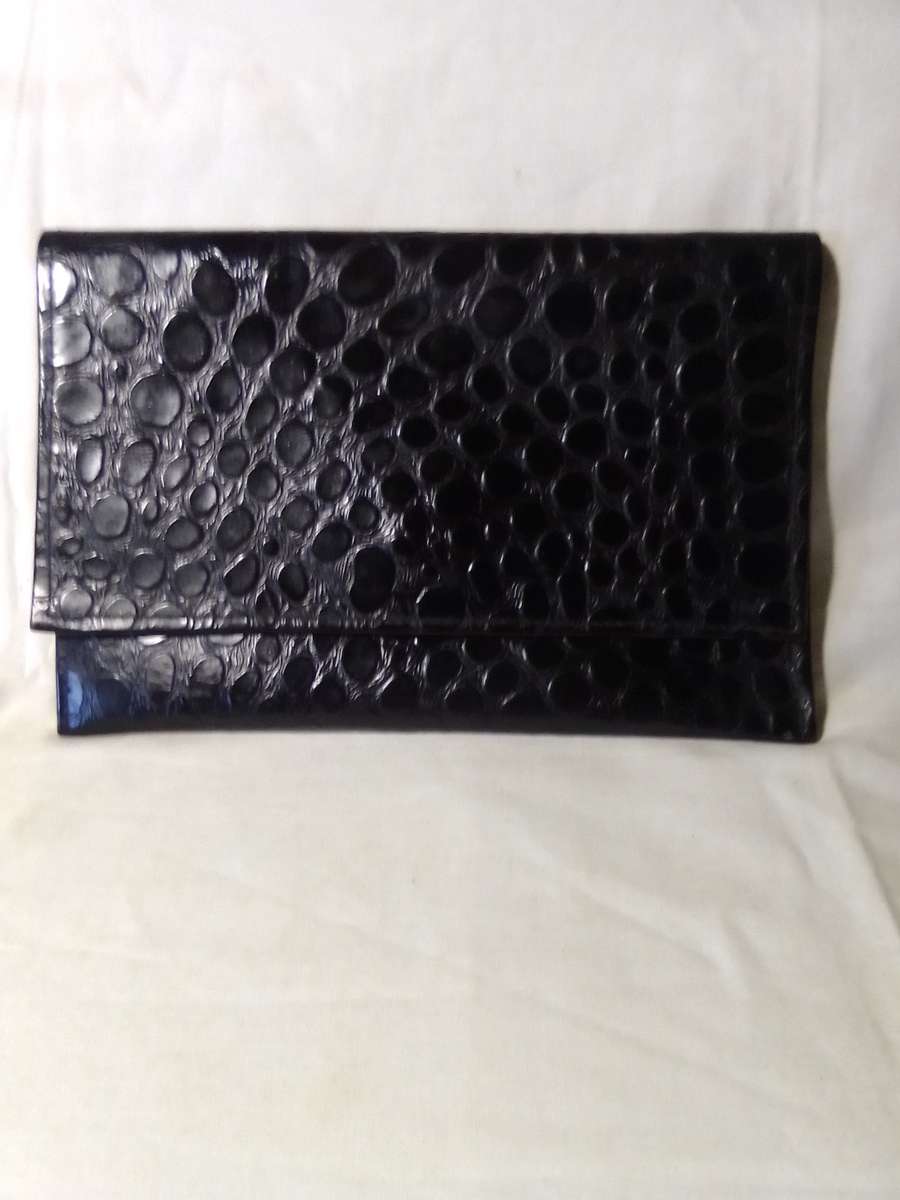 Vintage genuine 100% leather Crocodile Envelope Clutch bag, 260mm wide. Very neat.
