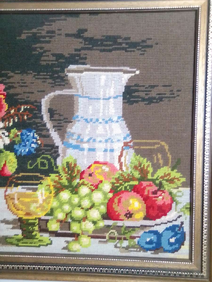 Floral Composition blue tapestry  Limited Quantities Size: 400mm W X 500mm L.