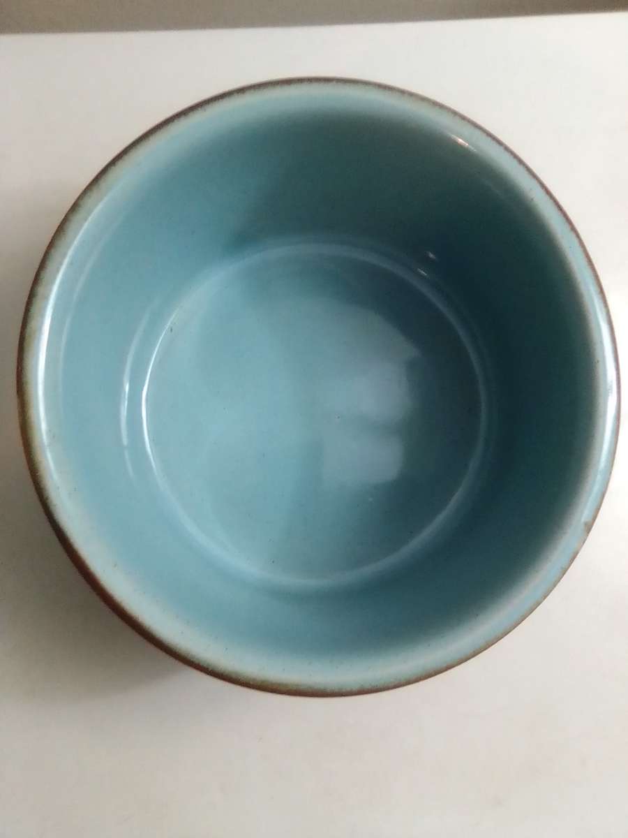 Vintage genuine English Stoneware Brown pottery glazed baking bowl. Open Casserole dish.