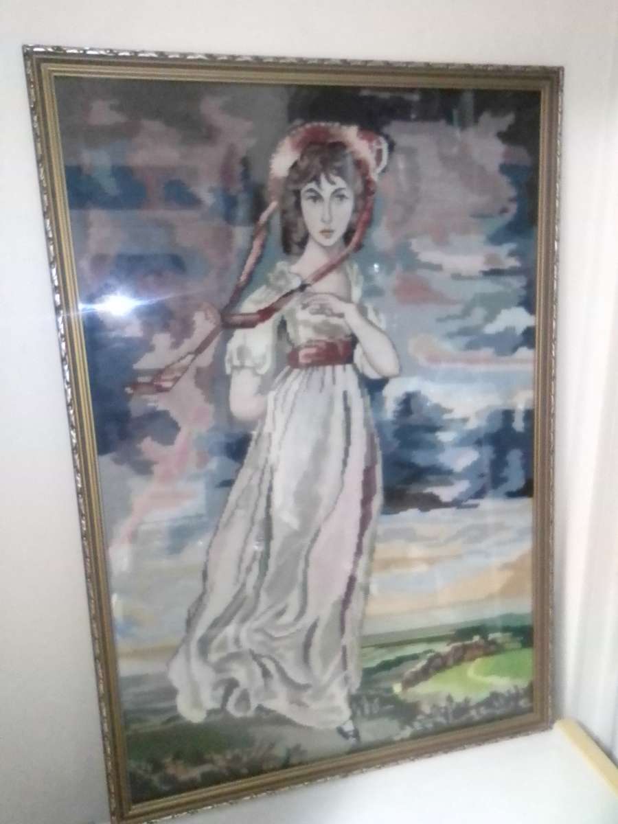 Large Tapestry copy of "Pinkie" Sarah Barret Moulton 11yr's Painting by Lawrence 1769-1830.