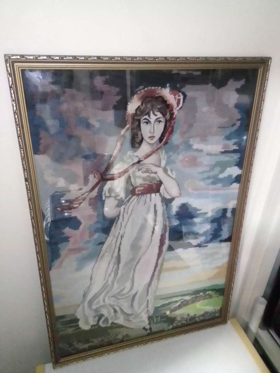 Large Tapestry copy of "Pinkie" Sarah Barret Moulton 11yr's Painting by Lawrence 1769-1830.