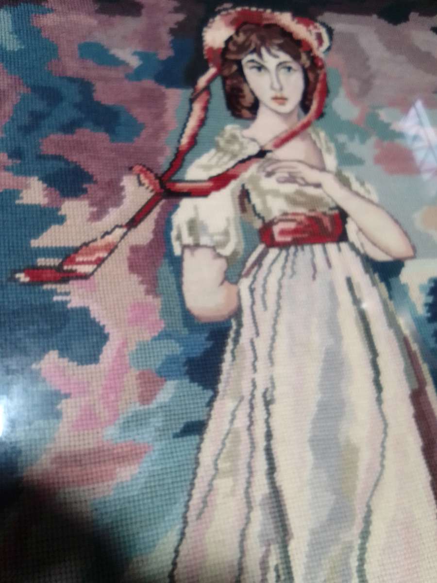 Large Tapestry copy of "Pinkie" Sarah Barret Moulton 11yr's Painting by Lawrence 1769-1830.