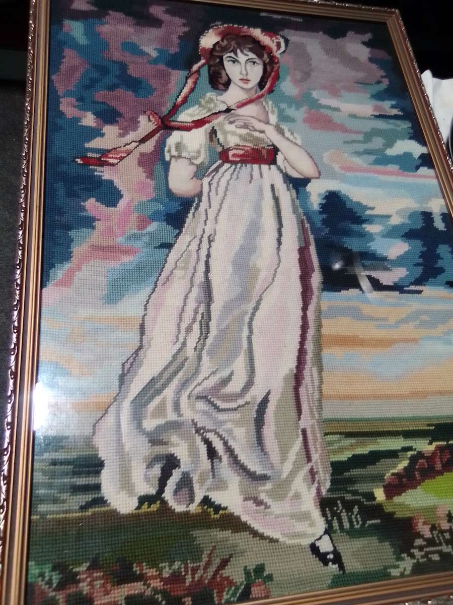Large Tapestry copy of "Pinkie" Sarah Barret Moulton 11yr's Painting by Lawrence 1769-1830.