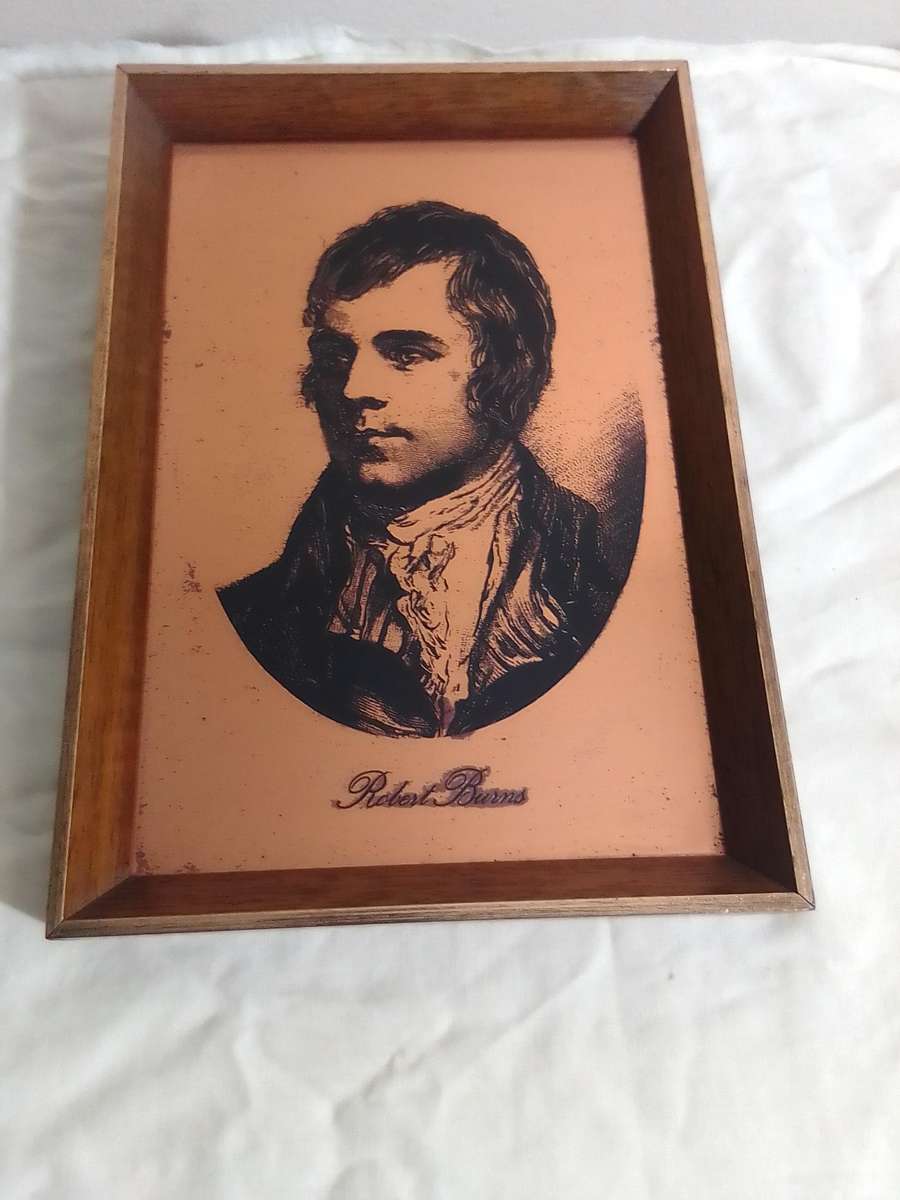 Vintage Scottish Poet . Robert Burns copper plate etching, lithograph in a gold guild frame.