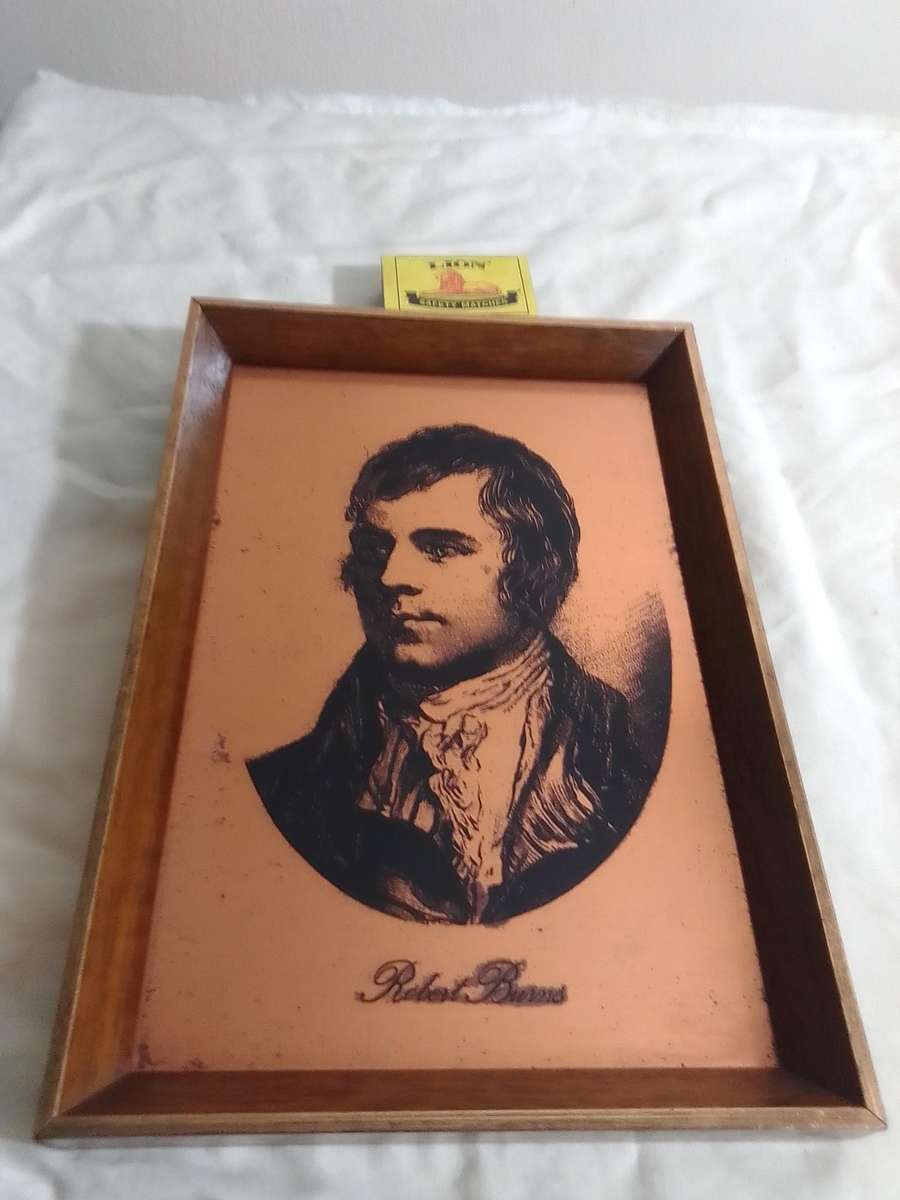 Vintage Scottish Poet . Robert Burns copper plate etching, lithograph in a gold guild frame.