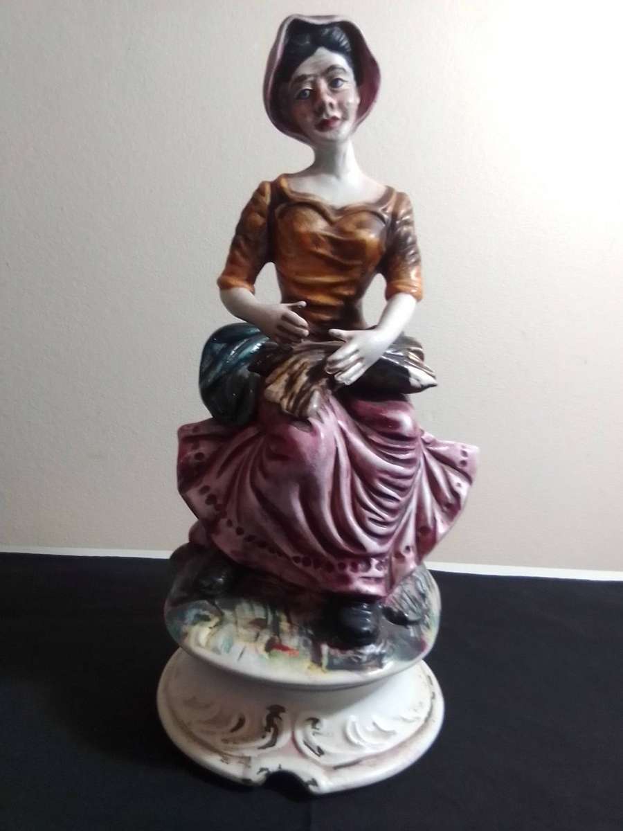 An elegant figurine from master Italian sculptor, A Farm Lady. Capodimonte made in Italy 285mm Tall