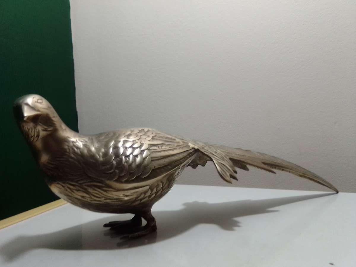 Wow a pair of heavy-duty brass Pheasants.  Antique French cast brass Pheasants.