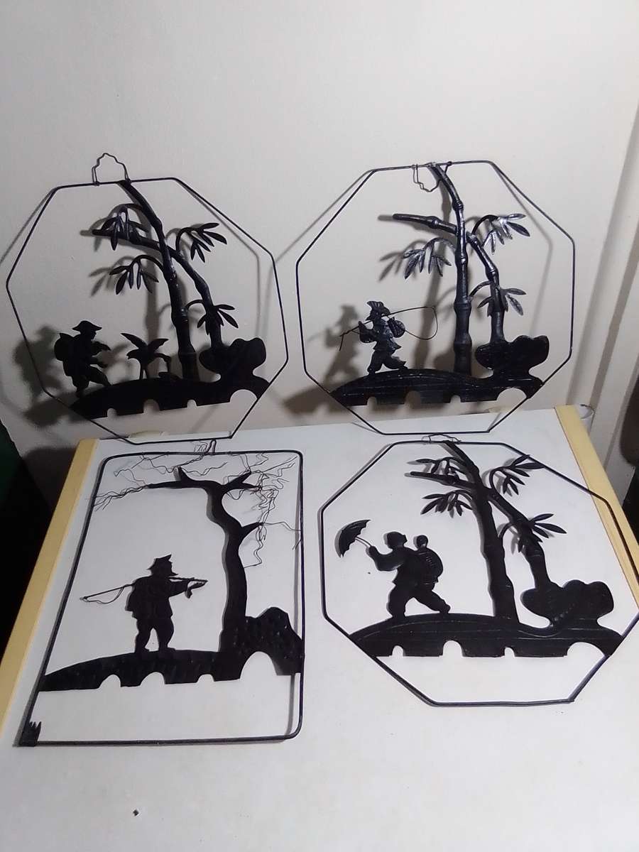 Wow 1940's. 4 x Antique Chinese Anhui Wuhu Iron folk Art is believed to be the oldest craft in China