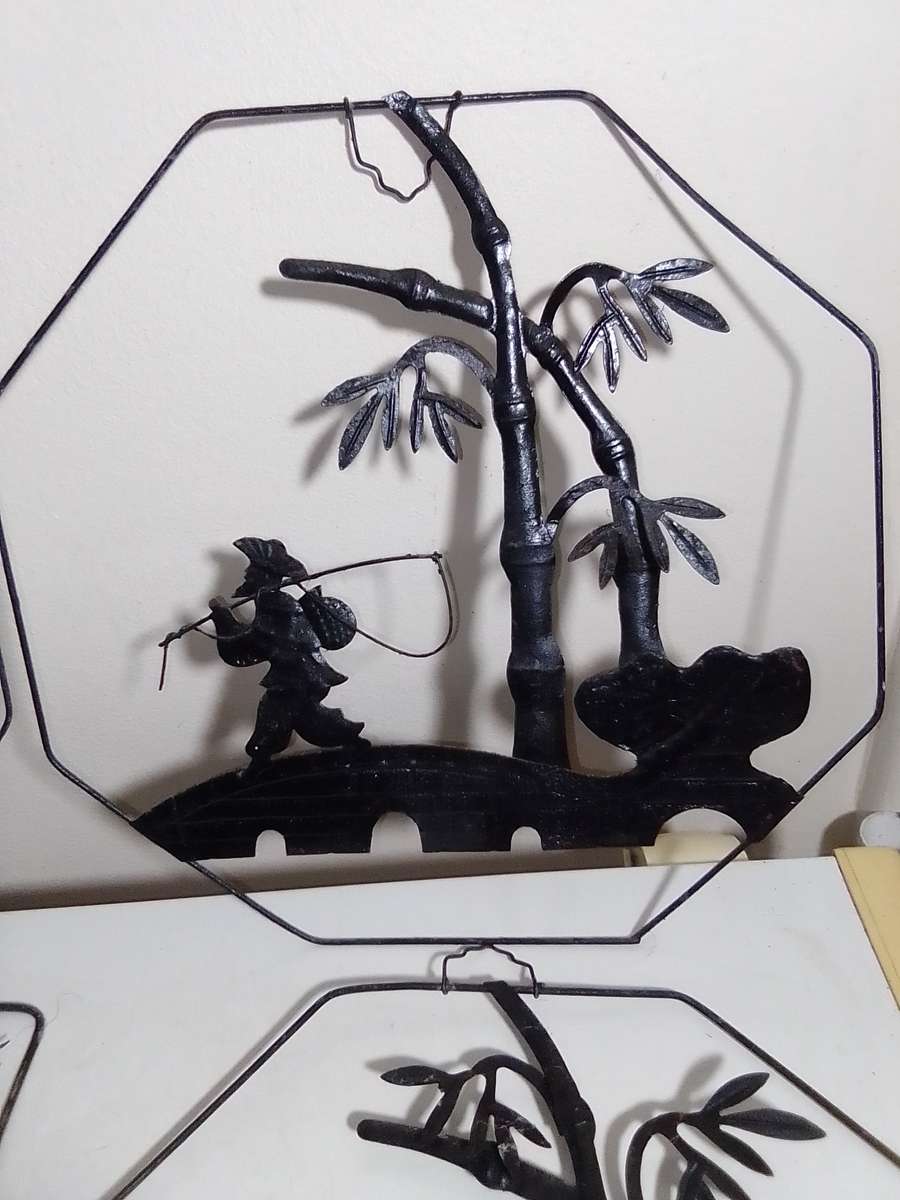 Wow 1940's. 4 x Antique Chinese Anhui Wuhu Iron folk Art is believed to be the oldest craft in China