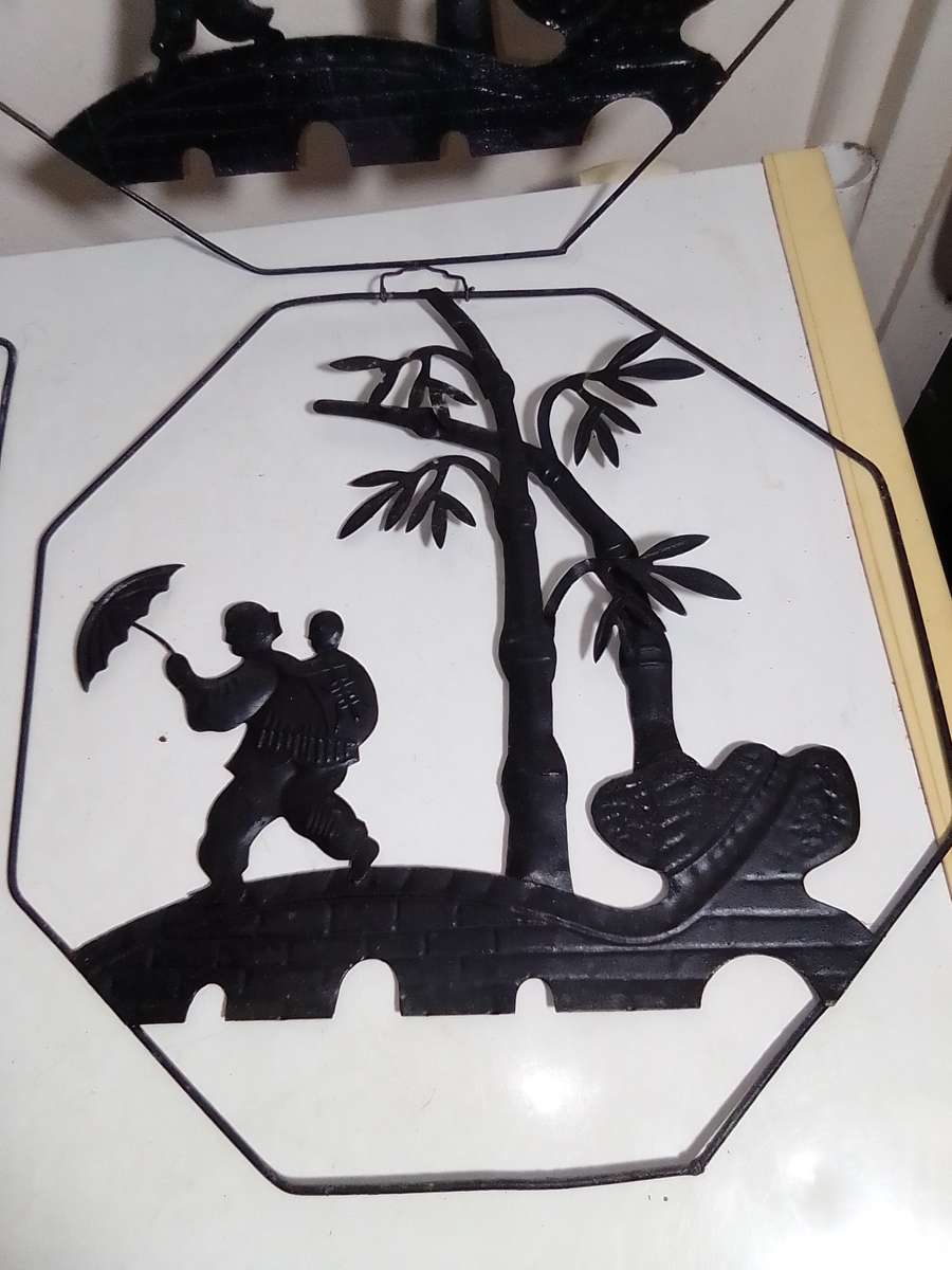 Wow 1940's. 4 x Antique Chinese Anhui Wuhu Iron folk Art is believed to be the oldest craft in China