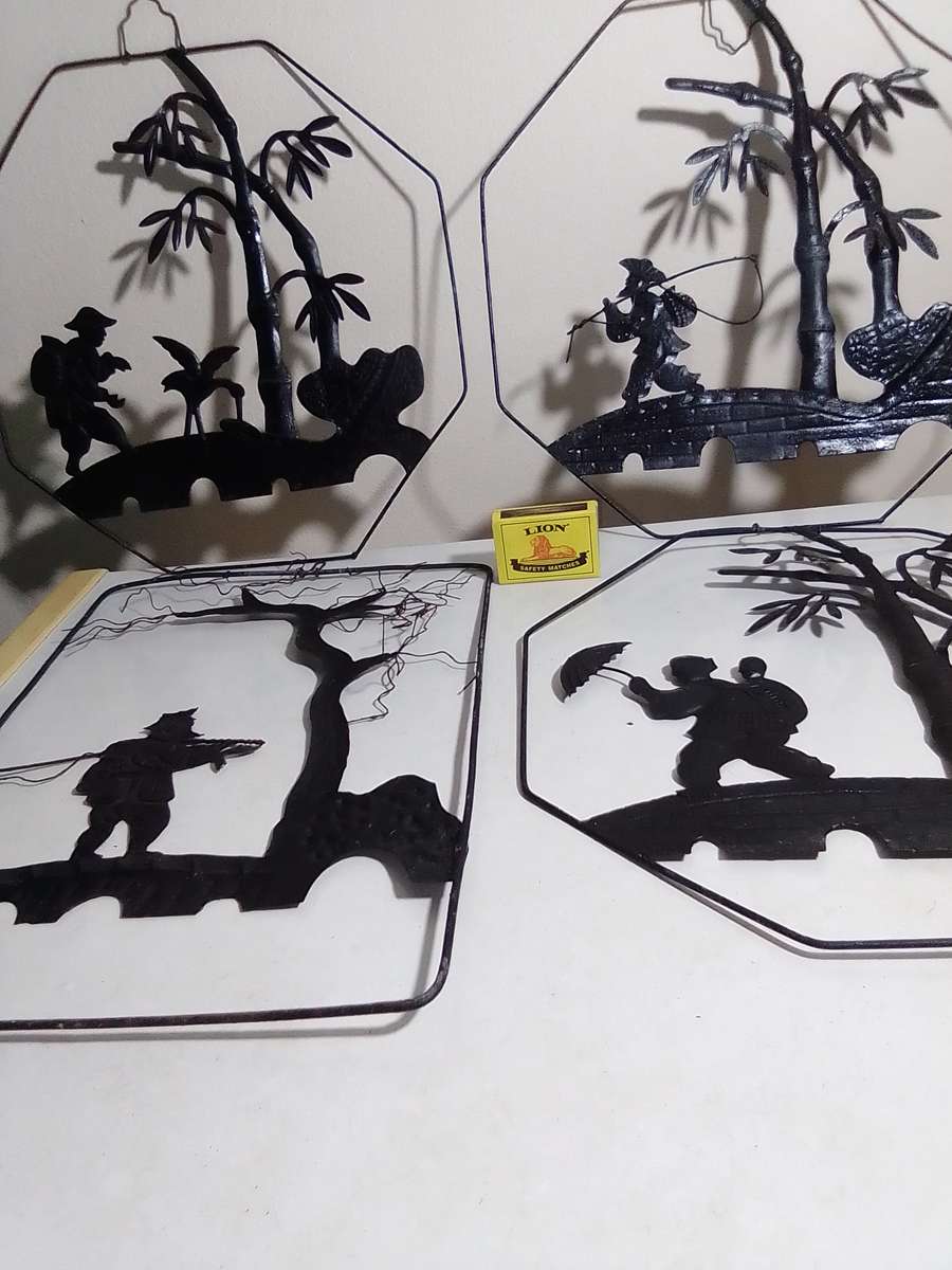 Wow 1940's. 4 x Antique Chinese Anhui Wuhu Iron folk Art is believed to be the oldest craft in China