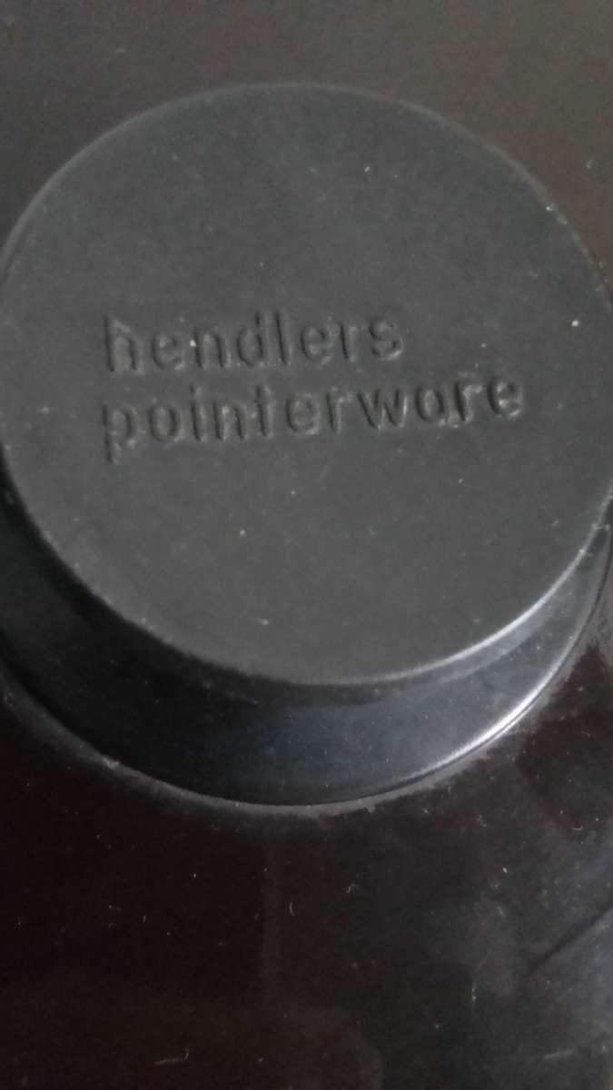 Vintage Hendlers Pointerware Chips brown enamel cooking pot with basket for farmhouse decor.