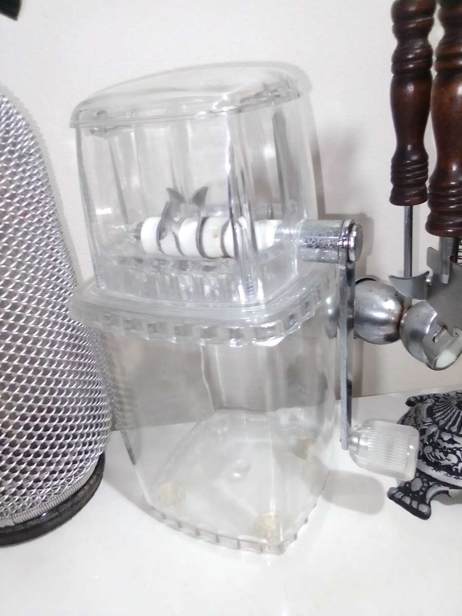 Wow 3 Items. 1950's Soda Syphon silver wire bottle. Ice crusher. Old Knight bar accessories
