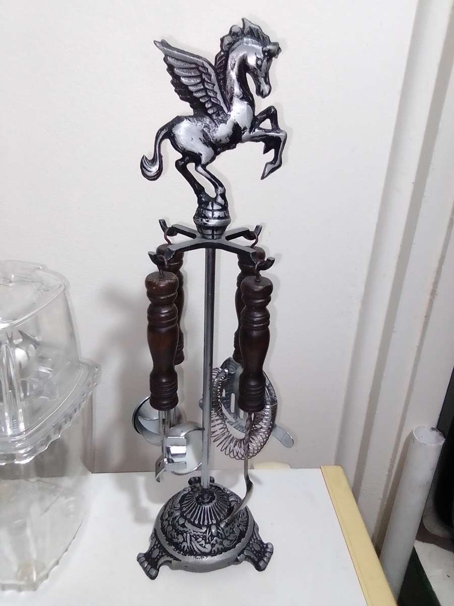 Wow 3 Items. 1950's Soda Syphon silver wire bottle. Ice crusher. Old Knight bar accessories