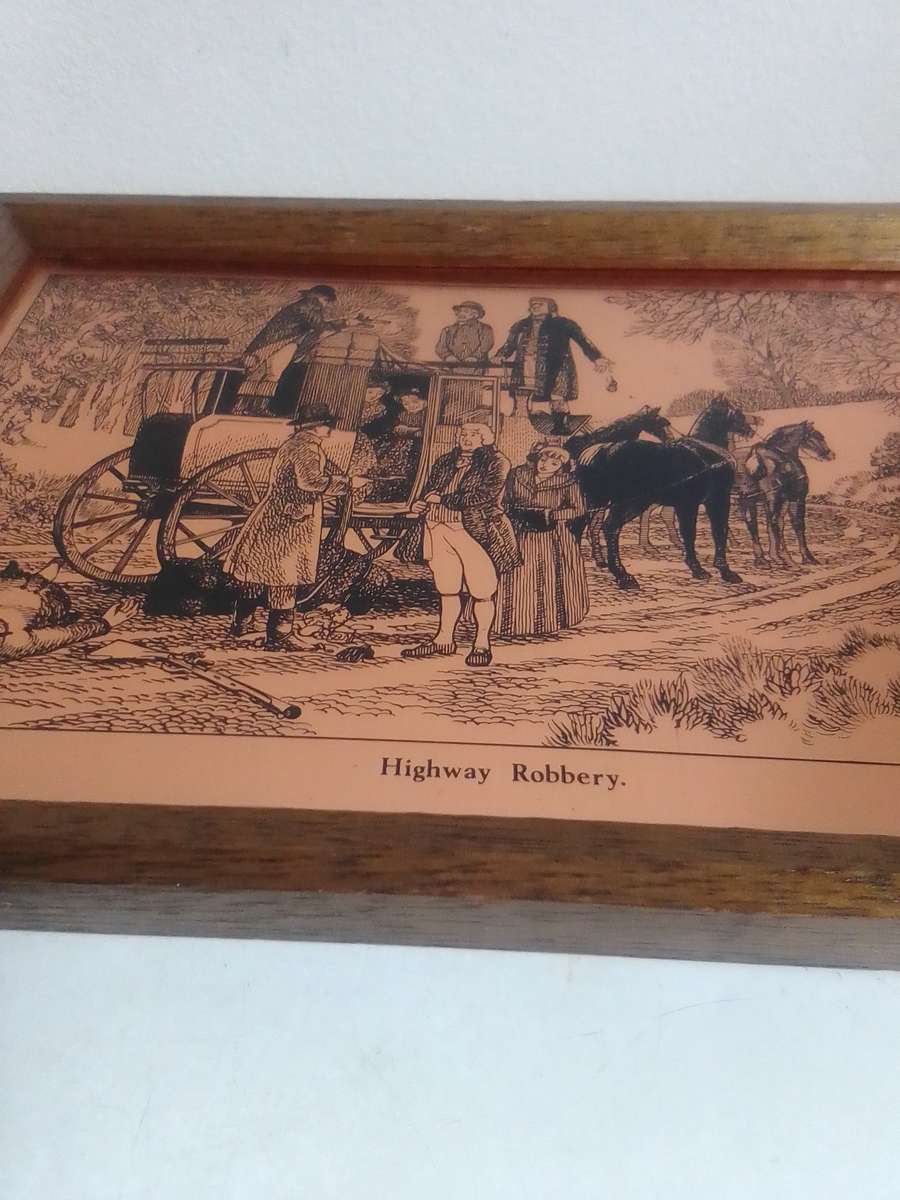 Quality Copper Etchings paintings. Copper wall art Vintage English Picture of a High-Way Robbery.