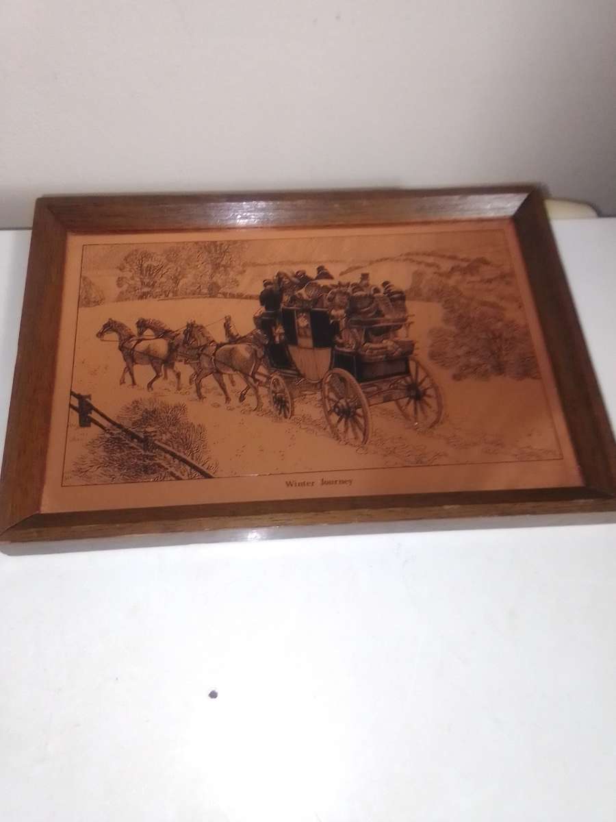 Quality Copper Etchings paintings. Copper wall art Vintage English Art Picture of a Winter Journey.