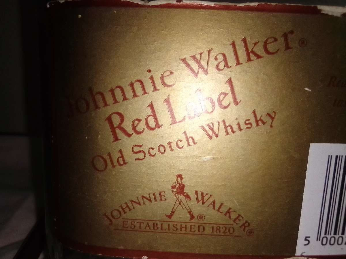 Johnny Walker Red Label empty whisky bottle on Cardle.