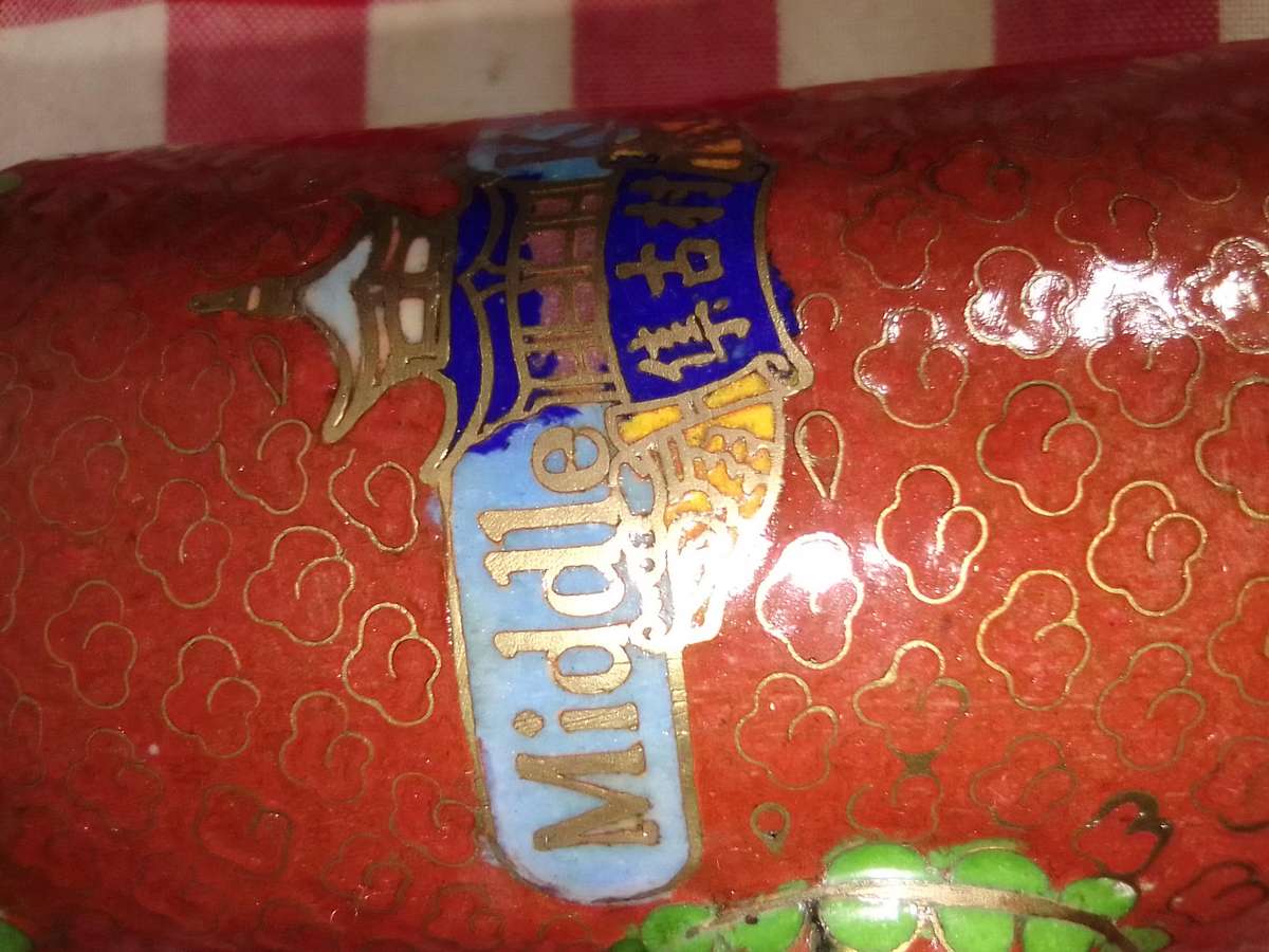 1900's *Middle Kingdom* Miniature Cloisonne Teapot - Flowers Brass over layer of enamel 85mm Tall.